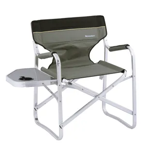 Onwaysports cadeira de diretor dobrável de alumínio, portátil, preta com mesa lateral