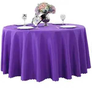 purple Plain Tablecloth Clean Round Circular Table Cloth