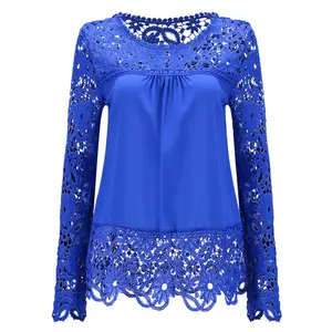 Latest new fashion wholesale women plus size lace blouse