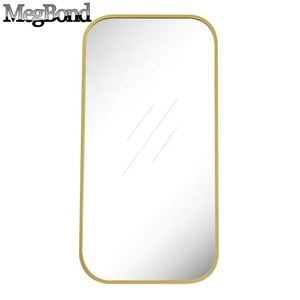 Waterproof Aluminium Brushed Gold Art Deco <strong>Rectangle</strong> Decorative <strong>Wall</strong> <strong>Mirror</strong> <strong>for</strong> Hanging - Product Image 3