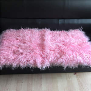 Piel de Oveja Rizada, Pelo Largo y Suave, 100% Natural Teñida, 60x120cm, Pieles de <span class=keywords><strong>Cabra</strong></span> <span class=keywords><strong>Tibetana</strong></span> para Tapicería Automotriz y Confección de Prendas - Product Image 2