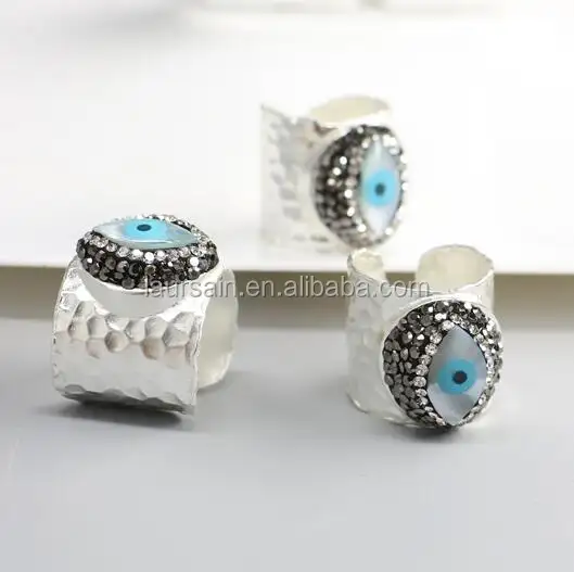 LS-D6614 Newest! Fashion Women Rings Jewelry,Genuine High quality Rhinestone paved diamond Women Evil Eye Rings design rings