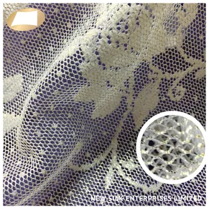 100% Nylon Flower Jacquard Gold Powder Foil Tricot Lace Mesh Fabric For Lingerie