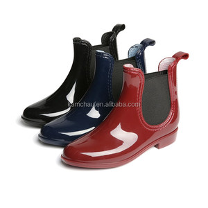 Stile classico lato bassa della caviglia elastici fascia slip on metallic red signore impermeabili stivali da <span class=keywords><strong>pioggia</strong></span> - Product Image 5