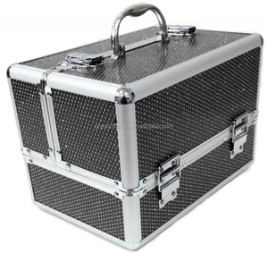 Large Black Aluminium Beauty Sequins Cosmetic Box Nail <strong>Make</strong> <strong>up</strong> Vanity Salon <strong>Case</strong> - Product Image 1
