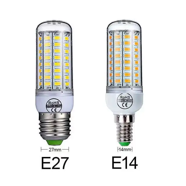 E27 LED مصباح E14 LED لمبة SMD5730 220V لمبة ذرة 69LEDs شمعة الثريا مصباح ليد للديكور المنزل