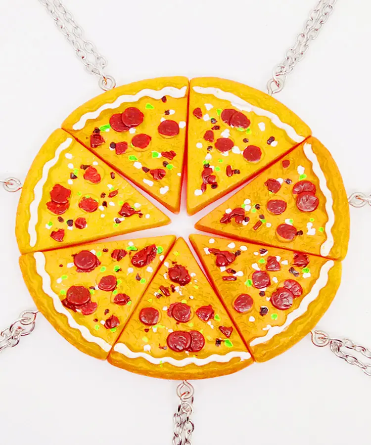 7 Stks/set Pizza Hanger Kettingen Sleutelhanger Sleutelhanger Best Friends Forever Ketting Voor Mannen Vrouwen Familie Vriendschap Sieraden Gift