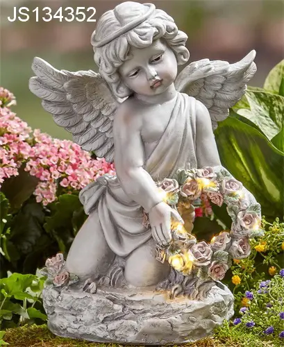 Resin angel garden solar led angel figurine