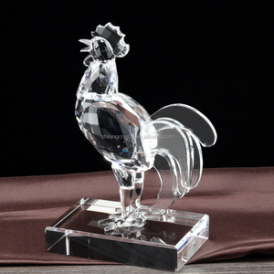 Shining new arrival <strong>crystal</strong> glass chinese zodiac <strong>rooster</strong> <strong>figurines</strong> award with stand chinese zodiac Gift Box - Product Image 2