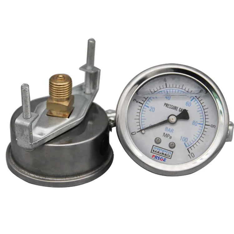 SUPER SEPTEMBER ready to ship wholesale oil filled pressure gauge 63mm 2.5 inch behind dial with stand