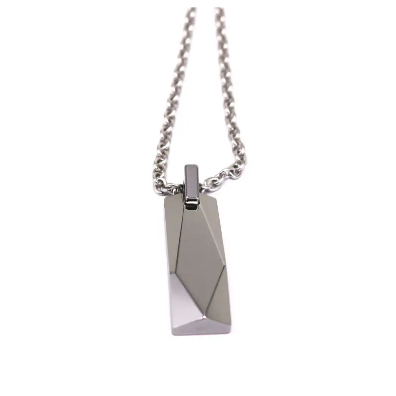 Unique Facets Tungsten Pendant With Stainless Steel Necklace Men Women