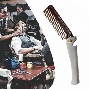 Fancy design custom stainless steel nylon convenient folding oil beard comb