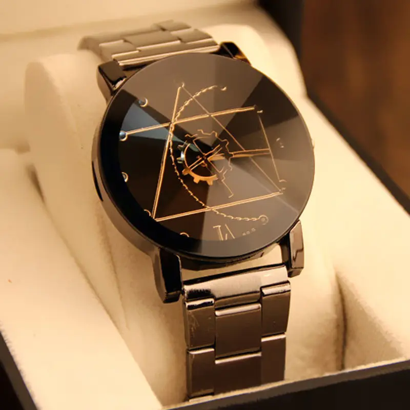 Relógio analógico de luxo masculino, relógio de aço inoxidável quartzo para homens, pulseira analógica e digital, novo, 2019