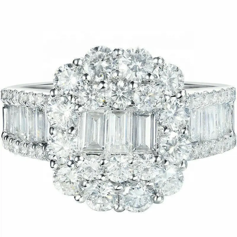 De cristal de lujo de gran anillos para las mujeres de Color claro Zircon blanco nupcial promesa anillo de compromiso bandas de boda