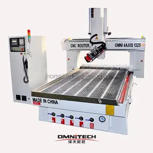 Kualitas tinggi 4 sumbu cnc OMNI-1325 dengan spindle rotary/cnc router kayu