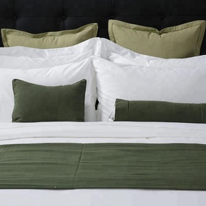 Twin Size <strong>Green</strong> Color <strong>Bed</strong> Runner and Decorative Cushion Luxury <strong>Bed</strong> <strong>Sheets</strong> - Product Image 4