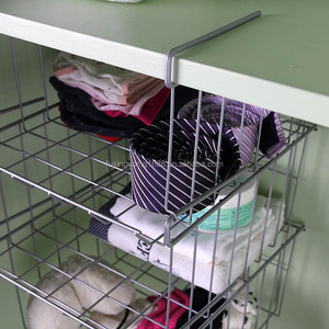 Panier de rangement en métal léger, fil de fer sous le meuble, <span class=keywords><strong>étagère</strong></span> pour panier suspendu, couleur argent - Product Image 3