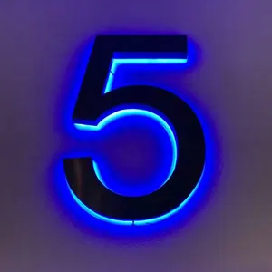 Factory 3D Stainless Steel <strong>LED</strong> House <strong>Numbers</strong> and Signs Address <strong>Number</strong> for Outdoor Buildings Decoration with <strong>LED</strong> Strips - Product Image 1