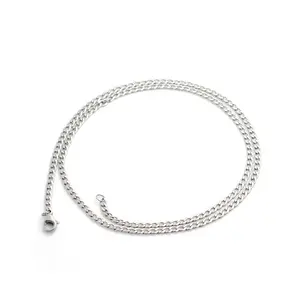 Collar de cadena cubana de acero inoxidable de 2,8mm de ancho, collar de cadena de plata para hombre - Product Image 1