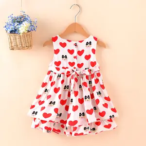 Summer Sleeveless cotton Heart & Lemon cartoon kid african kitenge girls' dress designs