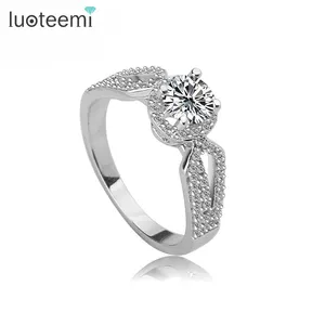 Luoteemi Raw Crystal Ring Wit Cz Steen Edelsteen Sieraden Natuurlijke Crystal Diamond Wedding Ring
