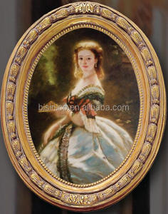 Dipinto a Olio Incorniciato Fatto a Mano in Stile Antico, Forma Ovale, Dorato e Marrone, Decorazione da Parete - Product Image 3