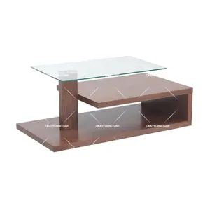 Precio barato casa moderna de metal té café mesa de centro de cristal