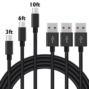 Нейлоновый Плетеный Дата-кабель для мобильного телефона USB 2,0 кабель для быстрой зарядки micro USB с металлическим корпусом