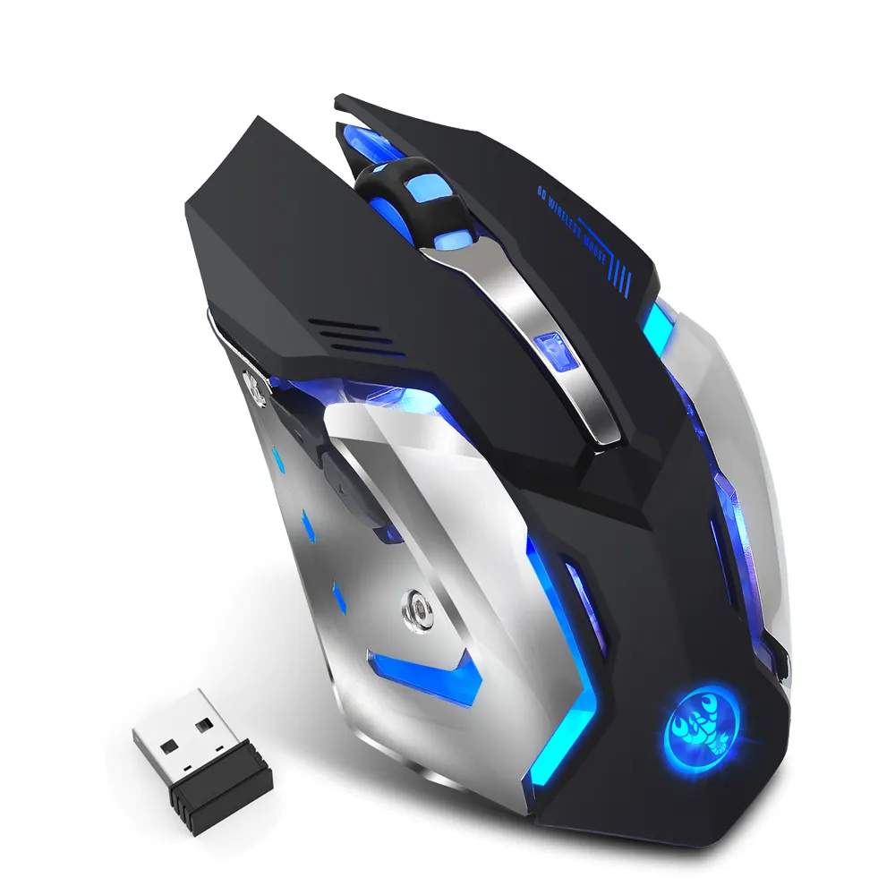 Mouse recarregável 7 cores sem fio, retroiluminação gaming 2019 2400 dpi
