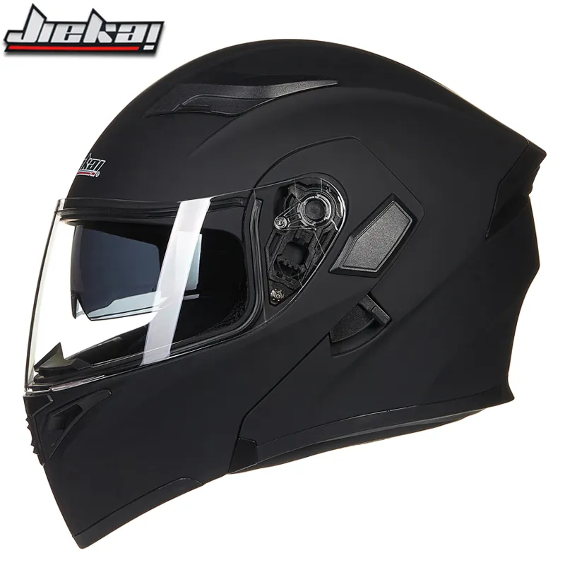 Jiekai ECE disetujui kualitas tinggi penjualan laris matte hitam dobel visor modular flip up helm sepeda motor