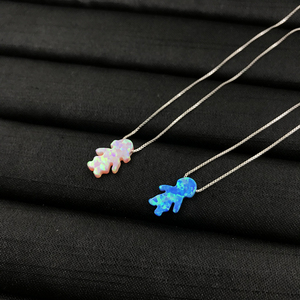 Kalung Jimat Manik Hamsa Opal Warna-warni dengan Rantai Perak - Product Image 3