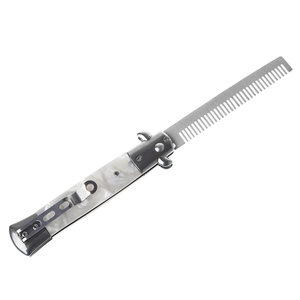Sikat Sisir Rambut Saku Baja Tahan Karat 23Cm, Alat Sikat Penataan Rambut Lipat Switchblade Musim Semi 01 #/02 #/Putih Riasan