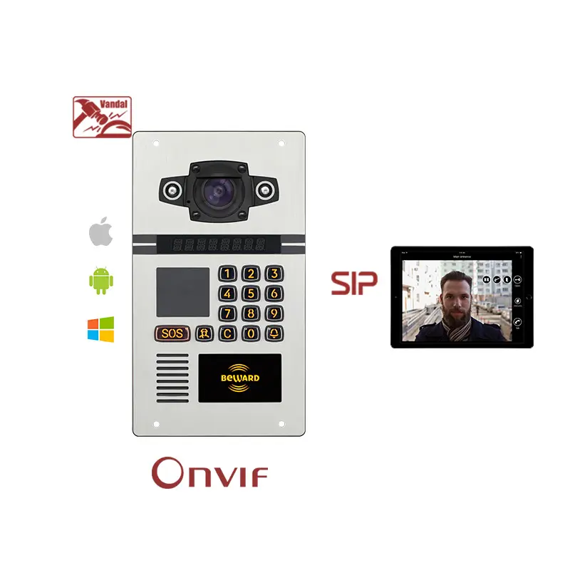 Smart sip citofono Citofono ha fissato il video telefono del portello del sistema di allarme rfid sistema di controllo di accesso per appartamento