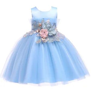 Girls Dresses Sleeveless Big Bow Princess Wedding Dress For Children Party Clothes