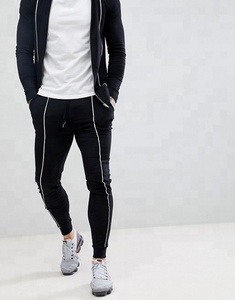 KY Reflective Piping Training Jogging Wear <span class=keywords><strong>Super</strong></span> <span class=keywords><strong>Skinny</strong></span> Fitness Track Suit con cordón en la cintura Pantalones <span class=keywords><strong>de</strong></span> algodón Deportes <span class=keywords><strong>de</strong></span> verano - Product Image 5