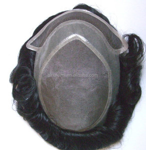 Mejor calidad superior de moda ondulado 100% del pelo humano indio indio peluca peluquín hombres pelo - Product Image 2