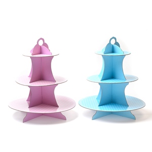 Tự làm thực phẩm cấp ba lớp vòng hiển thị đứng có thể gập lại bên tráng miệng bánh đứng - Product Image 5