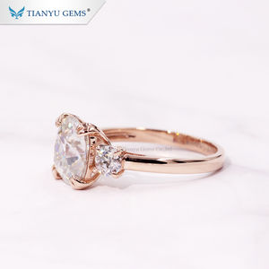 Tianyu-anillo de compromiso de moissanita para mujer, sortija de oro rosa de 14k/18k, 8x9, corte OMC - Product Image 3