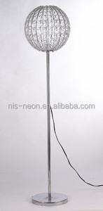 Lampu NS-122019, Lampu Lantai, Lampu Meja Lantai, Bola Kristal, Bayangan, Manik-manik Dasar Besi Krom