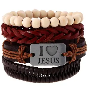 manschette armband legierung armband religiöse armband Ich liebe JESUS leder