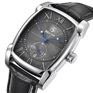 <span class=keywords><strong>Orologio</strong></span> da Polso BENYAR di Lusso con <span class=keywords><strong>Cinturino</strong></span> in <span class=keywords><strong>Pelle</strong></span>, <span class=keywords><strong>Orologio</strong></span> Sportivo Quadrato da <span class=keywords><strong>Uomo</strong></span> al Quarzo, Relogio Masculino - Product Image 6