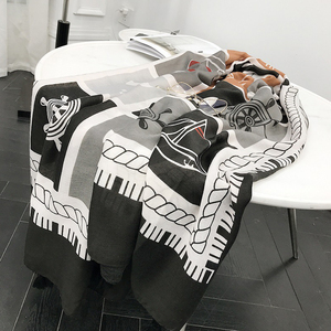<span class=keywords><strong>2018</strong></span> Newset PRIMAVERA/otoño mujeres negro algodón flechas impresas borla flecos bufandas - Product Image 6
