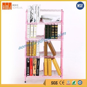<span class=keywords><strong>Rose</strong></span> couleur poudre enduit NSF SGS certification 4-tier livres tablette en fil - Product Image 1