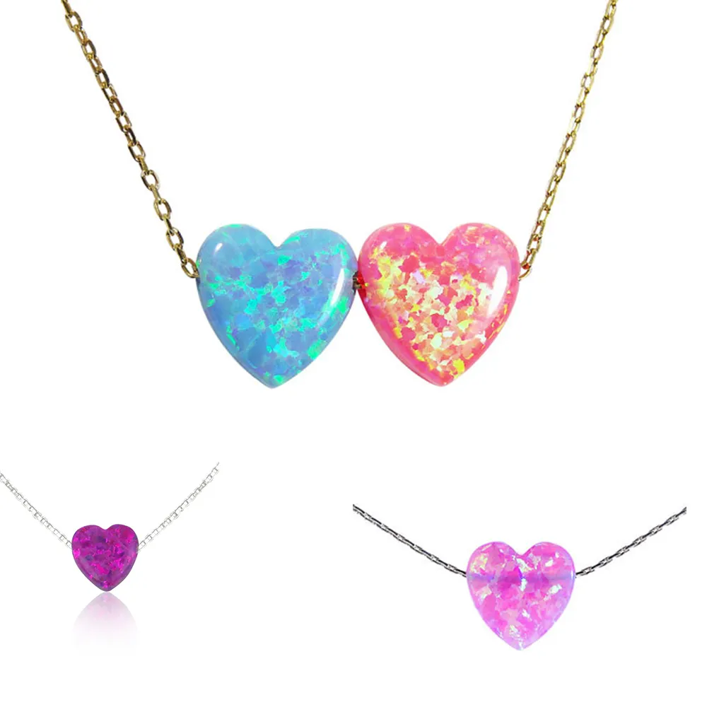 Superstar Accessoires Rvs Ketting Sieraden Gemaakt Opal Roze Hart Vorm Hanger