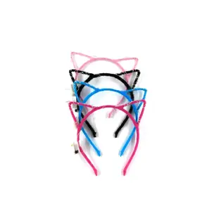 B446 LED Cat Ear Headband Light Up Đảng Glowing Nguồn Cung Cấp Nhấp Nháy Băng Tóc Người Hâm Mộ Bóng Đá Halloween Xmas Quà Tặng