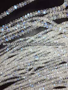 Perles rondes à facettes en pierre de lune arc-en-ciel faites à la main, lot en vrac, vente en gros de perles indiennes blanches - Product Image 2