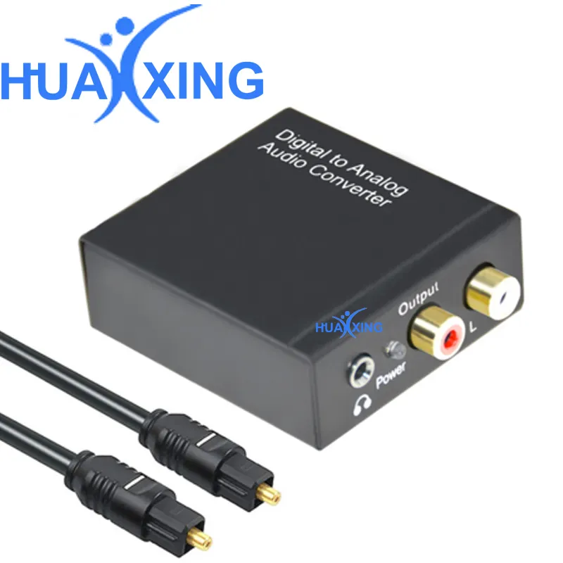 DAC Digital to Analog Audio Converter Optical Coax to RCA R/L 3.5mm Adapter with 3.5 mm Jack out with optical cable