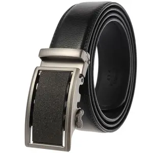 LQbelt Men's Automatic Buckle Belts For Men Genuine Leather Belt Waistband Ratchet Belts OEM Factory