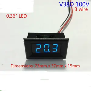 Voltmètre V38D à 3 fils DC0-100v LED, panneau à affichage numérique, voltmètre