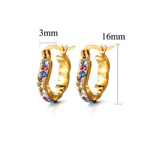Joyas argollas cristal color surtido estilo olas en acero inoxidable para dama - Product Image 4